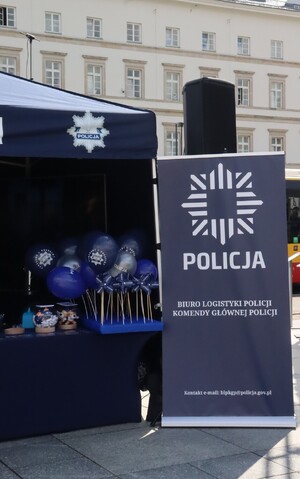 Zdjęcie przedstawia stoisko Biura Logistyki Policji KGP
