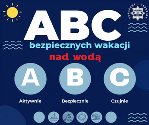 Grafika z napisem: ABC bezpiecznych wakacji nad wodą.