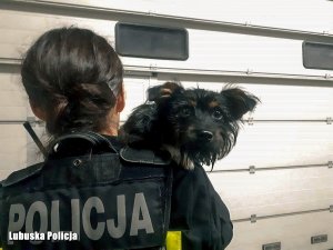 Policjantka z psem na ręku