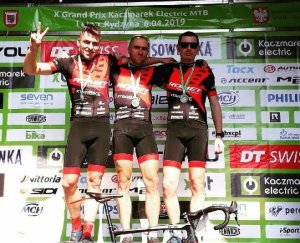 Kolarze na podium.