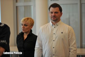 Uczestnicy lekcji historii poświęconej pamięci policjanta Bronisława Marchlewicza