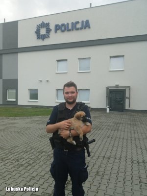 Policjant z pieskiem.