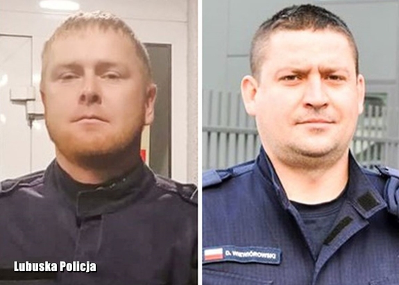 Twarze policjantów.