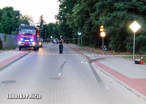 Policjant pracujący na miejscu wypadku drogowego