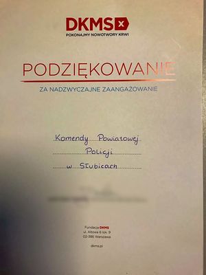 podziękowania dla słubickiej Policji