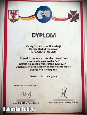 Dyplom za uczestnictwo