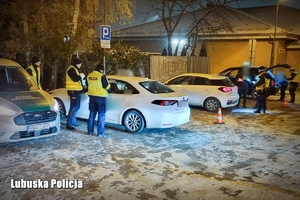 Policjanci kontrolują pojazdy przewozów na aplikacje