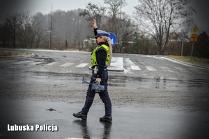 policjantka zatrzymuje pojazd do kontroli