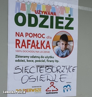 Plakat dotyczący zbiórki na leczenie 7-letniego chłopca.