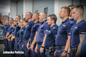 policjanci stoją w szeregu