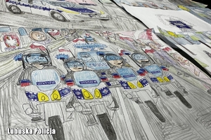 rysunki przedstawiające policjantów podczas działań