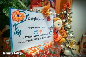 Kartka z podziękowaniami w imieniu dzieci za prezenty