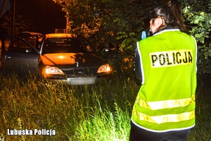policjantka prowadzi oględziny pojazdu
