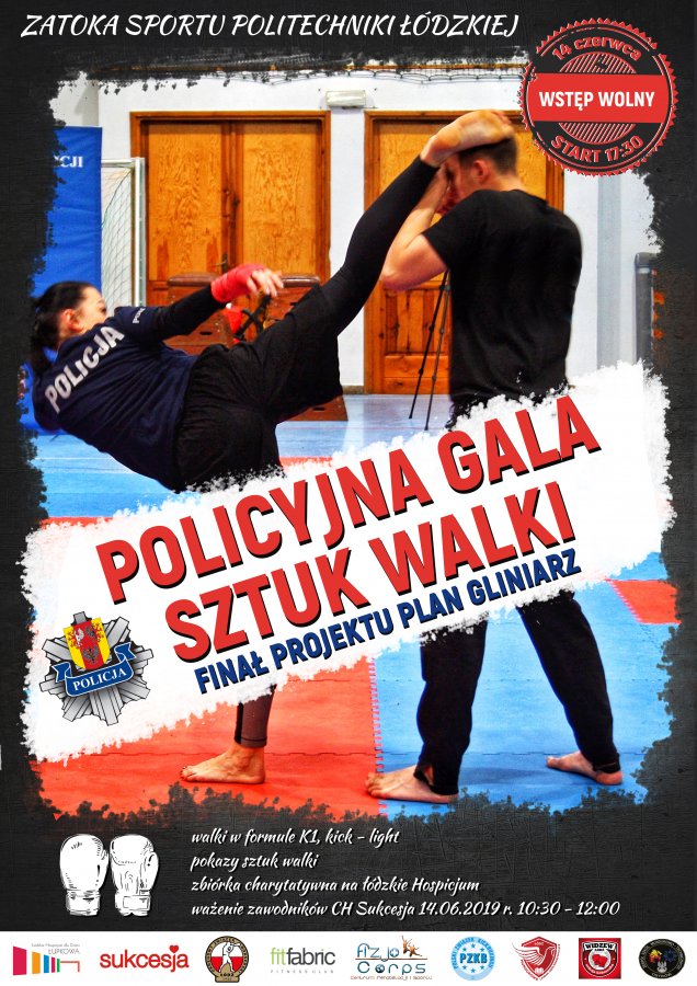 plakat do gali na którym widać zawodniczke podczas kopnięcia w kick boxingu