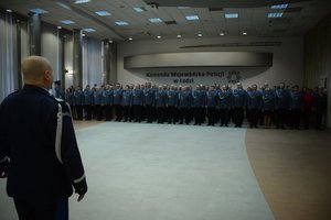 Uroczyste pożegnanie z łódzkim garnizonem nadinspektora Andrzeja Łapińskiego.