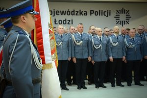 Uroczyste pożegnanie z łódzkim garnizonem nadinspektora Andrzeja Łapińskiego.