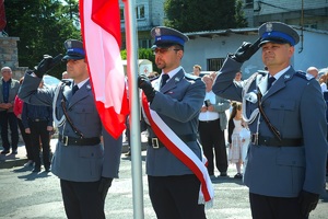 Poczet sztandarowy łódzkiej policji.