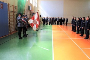 sala gimnastyczna OPP w Łodzi, uroczystość ślubowania policjantów