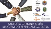 plakat konferencji synergia służb kluczem do bezpieczeństwa jutra