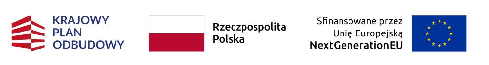Zdjęcie przedstawia logo KPO, obok którego umieszczono, jako zestawienie znaków, flagę Rzeczpospolitej Polski wraz z napisem "Rzeczpospolita Polska" oraz Unii Europejskiej wraz z napisem "Unia Europejska".