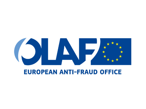 Na obrazku przedstawione jest logo programu OLAF - niebieski napis OLAF i znajdująca się obok niego prostokątna flaga Unii Europejskiej.
Poniżej znajduje się mniejszy napis, również niebieski, European Ani-Fraud Office.