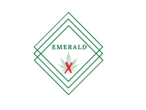 EMERALD - element graficzny, w który wpisany został
zielony napis drukowanymi literami &quot;EMERALD&quot;