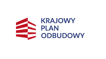 Obrazek przedstawia oficjalne logo KPO składające się z czerwonego elementu graficznego oraz umieszczonego obok niego błękitnego napisu Krajowy Plan Odbudowy