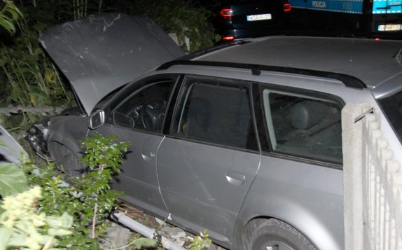 Rozbite audi stojące w krzakach