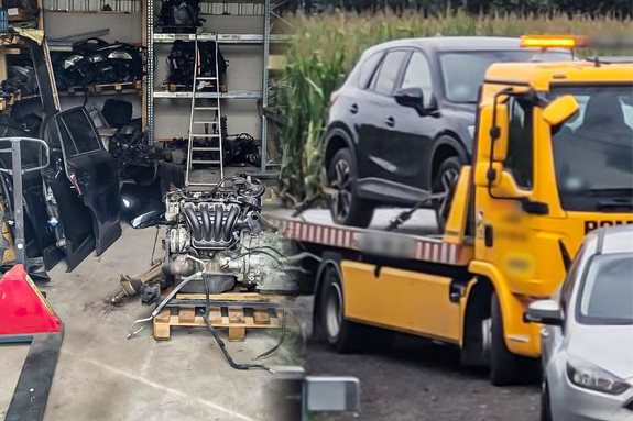 przejęte części samochodowe i pojazd