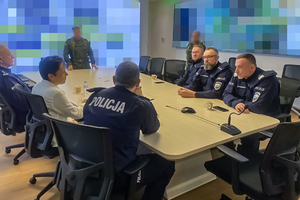 Przedstawiciele Komendy Głównej Policji i CBŚP podczas spotkania z policjantami kolumbijskimi.