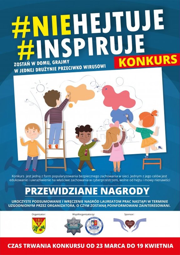 Plakat #NIE HEJTUJĘ - INSPIRUJĘ. Autorem plakatu jest Gmina Leżajsk