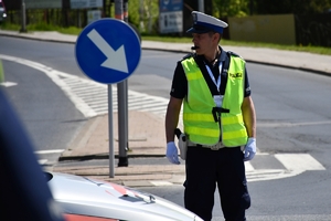 Policjanci podczas konkursu na Najlepszego Policjanta Ruchu Drogowego na Podkarpaciu