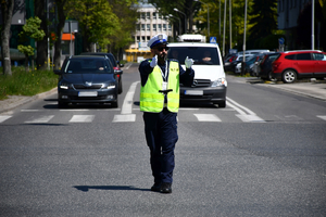 Policjanci podczas konkursu na Najlepszego Policjanta Ruchu Drogowego na Podkarpaciu