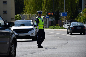 Policjanci podczas konkursu na Najlepszego Policjanta Ruchu Drogowego na Podkarpaciu