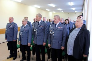 Policjanci z Oddziału Prewencji Policji w Poznaniu podczas uroczystej zbiórki