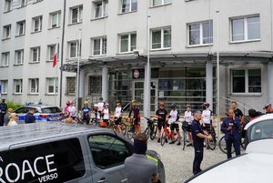 Uczestnicy policyjnego rajdu rowerowego