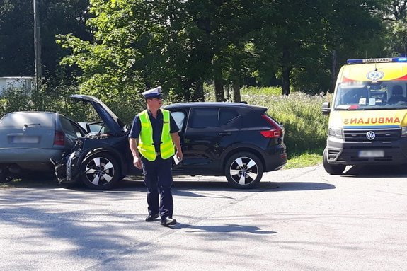 Miejsce zdarzenia drogowego w powiecie węgorzewskim