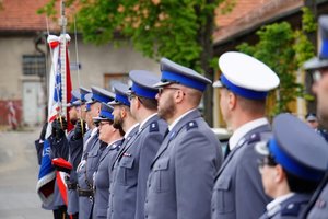 Policjanci stojący w szeregu