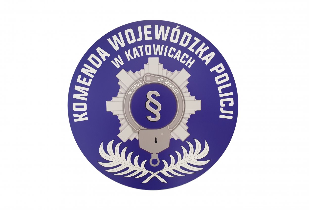 Logo Wydziału Kryminalnego Komendy Wojewódzkiej Policji w Katowicach.