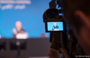 Konferencja prasowa. Komendant Główny Policji gen. insp. Jarosław Szymczyk.