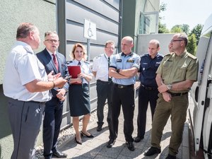 Mundurowi podczas spotkania podsumowujące działanie placówki czesko-polskiej w Chotěbuz