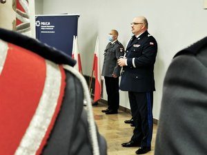 Komendant Wojewódzki Policji w Katowicach podczas przemówienia