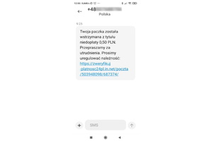 Jeden z wysyłanych przez sprawców SMS-ów