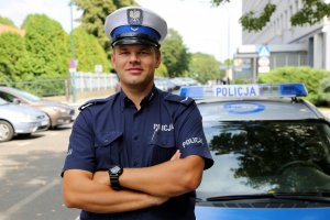policjant Wydziału Ruchu Drogowego Komendy Wojewódzkiej Policji w Krakowie