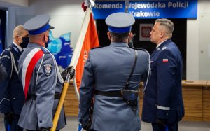 komendant wojewódzki policji, komendant główny policji i zastępca komendanta głównego podczas uroczystości