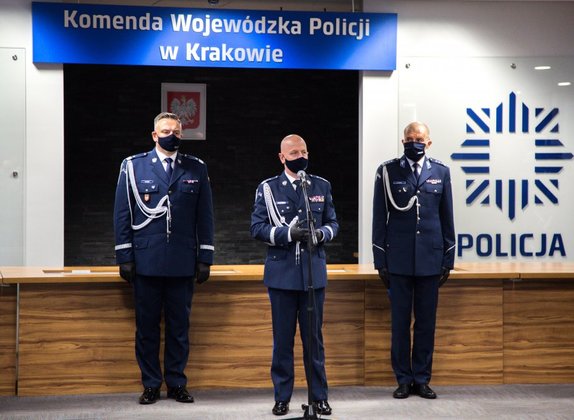 komendant wojewódzki policji, komendant główny policji i zastępca komendanta głównego podczas uroczystości