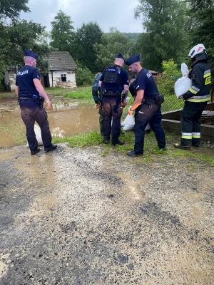 policjanci podczas akcji ratowniczej