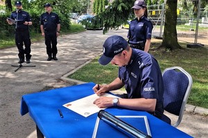 Uroczystości związane z wmurowaniem aktu erekcyjnego pod budowę Posterunku Policji w Domaniowie