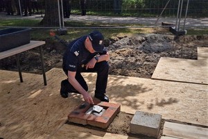 Uroczystości związane z wmurowaniem aktu erekcyjnego pod budowę Posterunku Policji w Domaniowie