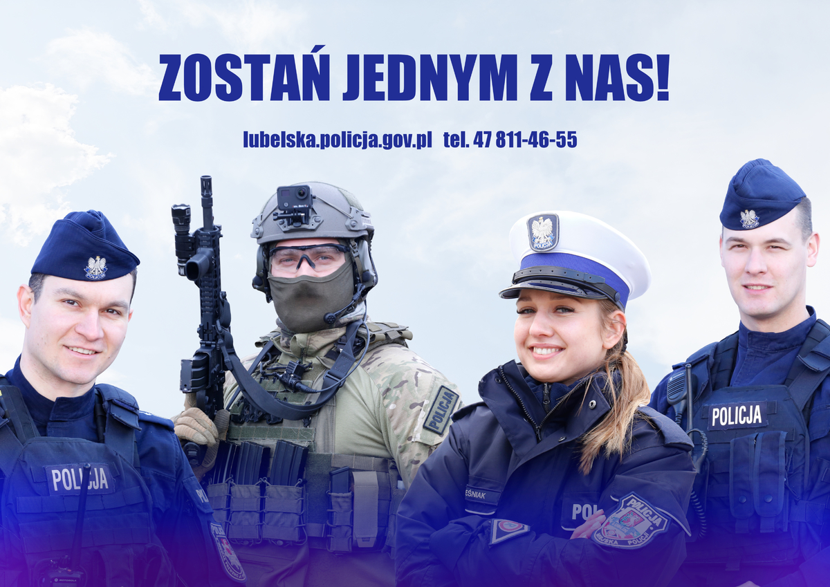 Plakat informujący o wstąpieniu w szeregi policji.